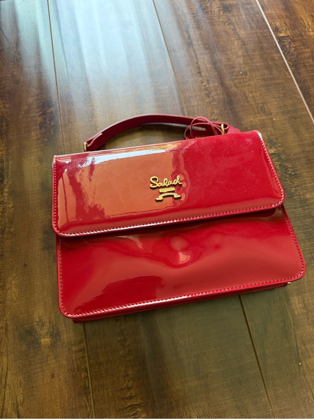 Salad Red Patent Leather Crossbody Shoulder Bag
